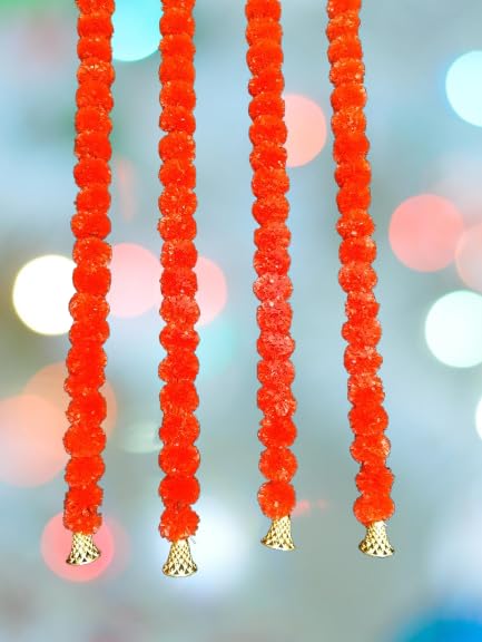 LOVANSH LOVANSH Decoration Items Like Torans, Garland 4 Strings, Fully Hand Made (Sales Package 4 String Marigold Garland & 6 Feet String)  - Image 3