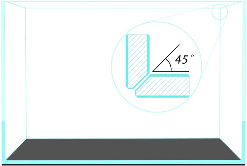 Fzone 10 Gal Rimless Low Iron Fish Tank Nova Clear Ultra-White 45Â° Mitered Edges Translucent Glass Anata Series Aquarium w/Black Foam Leveling Mat(S45-W30) - Image 1