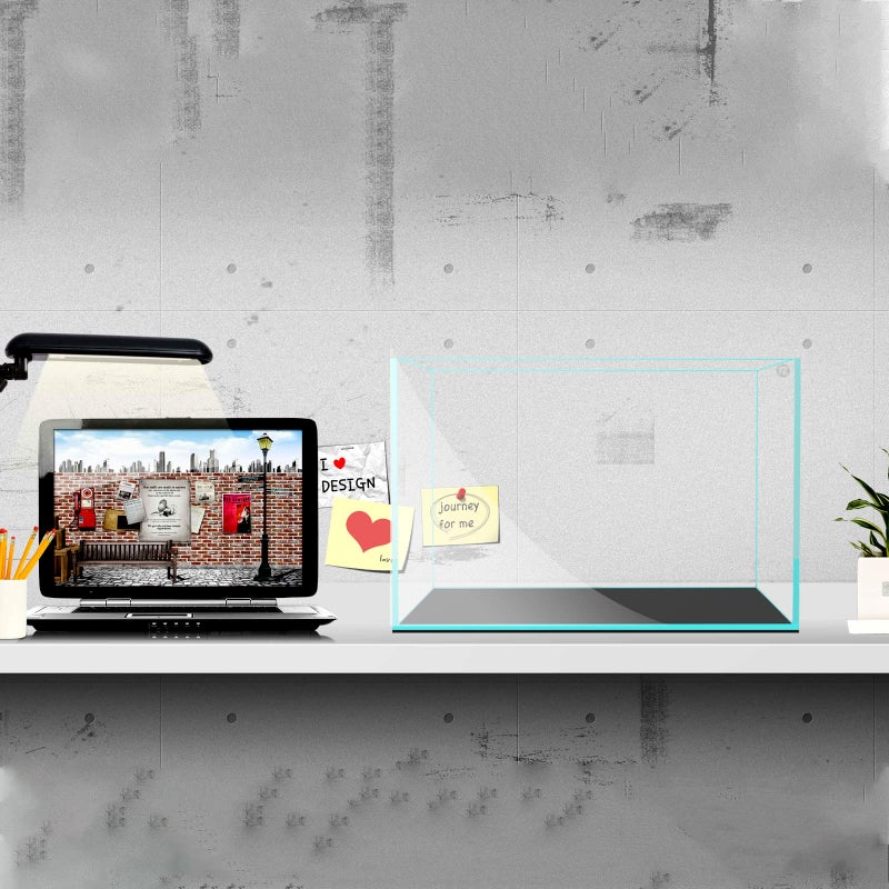 Fzone 10 Gal Rimless Low Iron Fish Tank Nova Clear Ultra-White 45Â° Mitered Edges Translucent Glass Anata Series Aquarium w/Black Foam Leveling Mat(S45-W30) - Image 5