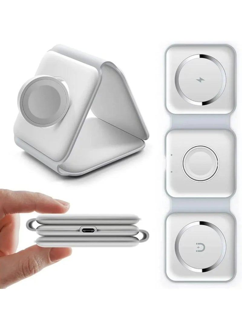 DUSALA Wireless Charger, Magnetic Foldable 3 in 1 Charging Station, Fast Wireless Charging Pad, Compatible for IOS/Android-Multicolour - Image 1