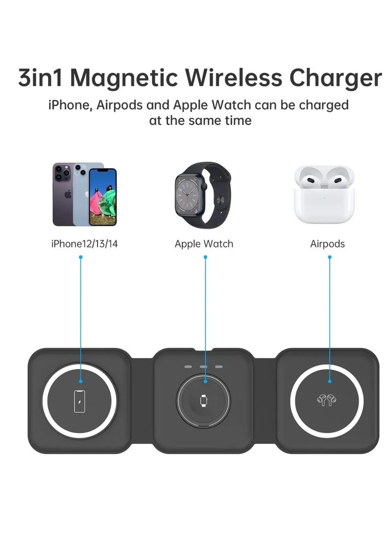 DUSALA Wireless Charger, Magnetic Foldable 3 in 1 Charging Station, Fast Wireless Charging Pad, Compatible for IOS/Android-Multicolour - Image 4