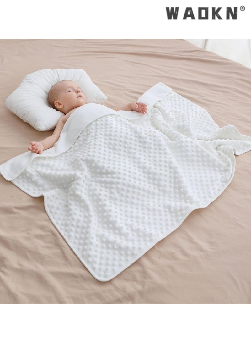 WAOKN Baby Blanket for Boys Girls, Soft Warm Plush Minky Baby Blanket with Dotted Backing, Newborn Double Layer Receiving Blanket for Stroller Crib - Image 3