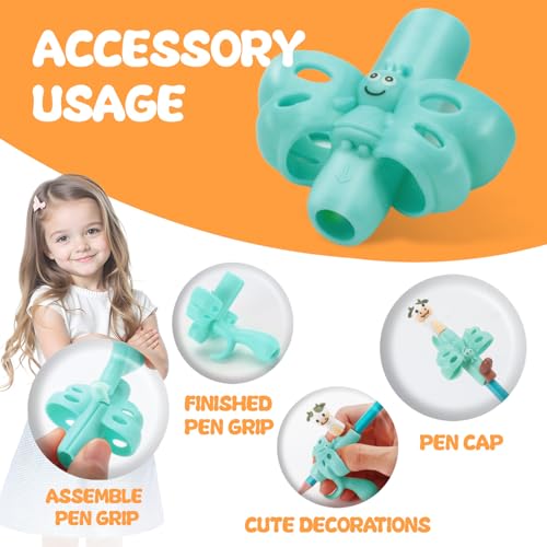 Baroin 18 Pack Preschool Pencil Grips for Kids Handwriting Pencil Grippers Pen Control Training Writing Posture Correction Tools for Kids Toddler Children, Fits Pencils, Pens, Crayons (Sophie Blue) - Image 2
