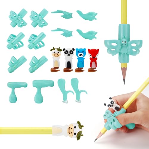 Baroin 18 Pack Preschool Pencil Grips for Kids Handwriting Pencil Grippers Pen Control Training Writing Posture Correction Tools for Kids Toddler Children, Fits Pencils, Pens, Crayons (Sophie Blue) - Image 1
