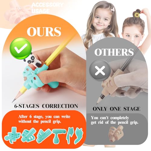 Baroin 18 Pack Preschool Pencil Grips for Kids Handwriting Pencil Grippers Pen Control Training Writing Posture Correction Tools for Kids Toddler Children, Fits Pencils, Pens, Crayons (Sophie Blue) - Image 5