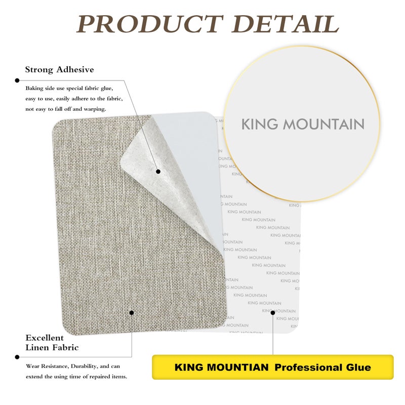 كينج  منتن رقع إصلاح من الكتان الخشن من KING MOUNTAIN، رقع من نسيج الكتان ذاتية اللصق، مقاس 8 × 11 بوصة، مقاس إضافي متعدد الألوان، يمكن استخدامها لإصلاح أريكة الكتان (8 بوصة × 11 بوصة) رمادي كريمي 1.0) - Image 2