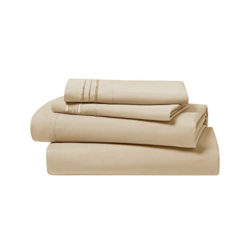 Clara Clark Premier 1800 Collection Full 4PC Bed Linen Set, Beige Cream, Microfiber, Deep Pocket, Breathable - Image 5