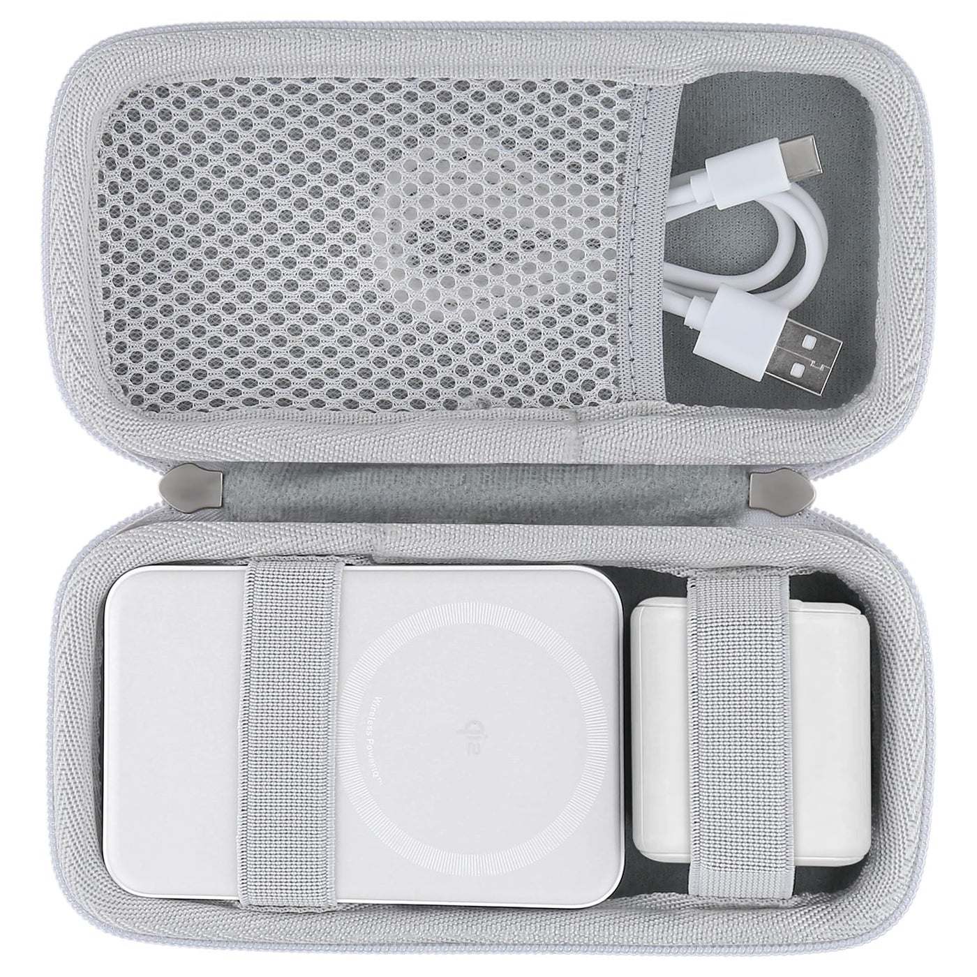khanka Hard Travel Case Replacement for Anker MagGo 6.6k/10K Magnetic Power Bank/Anker MagGo USB-C Adapter,10k Power Bank,Case Only(White).