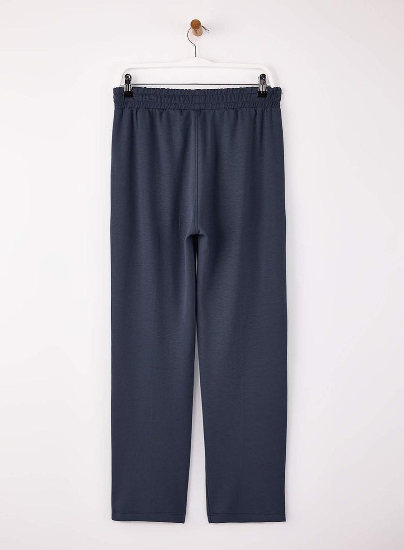 trendyol Indigo Regular/Normal Cut Ribbed Stitching Soft Textured Sweatpants Tmnss26Ea00001 - Image 4