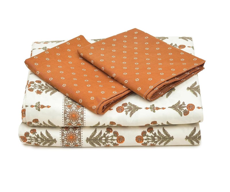 UmI. Brand Umi Super Soft Brushed Microfiber Cotton King Size Bedsheet with Pillow Covers Jaipuri Print Bedsheet Shrinkage Pack of 3 Piece Set108x108 inches or 274x274 cm - Image 2