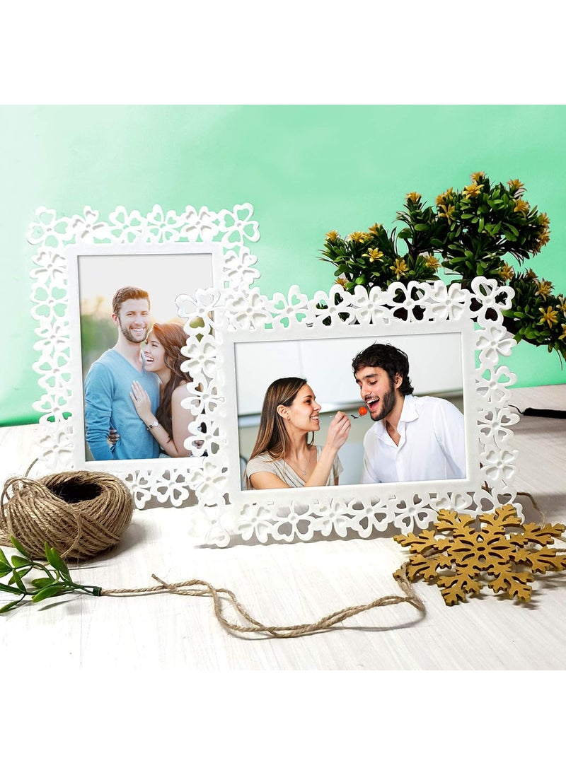 Art Street Art Street Decoralicious Flower Photo Frame for Home Decor (White, 4x6 Inches) - Set of 2  - Image 1