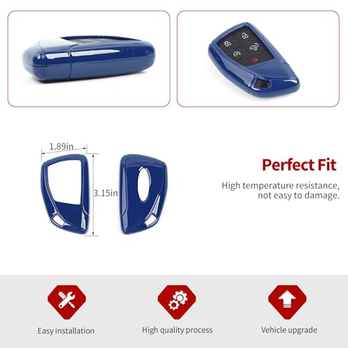 Jimen غطاء مفتاح جيمين لسيارة سيلفرادو، غلاف واقي لمفتاح السيارة يناسب شيفروليه سيلفرادو/ شيفي سوبربان/ شيفي تاهو 2020-2024 (أزرق) - Image 3