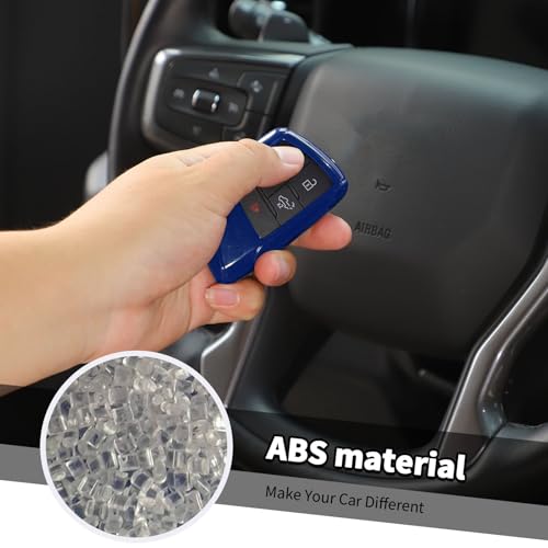 Jimen غطاء مفتاح جيمين لسيارة سيلفرادو، غلاف واقي لمفتاح السيارة يناسب شيفروليه سيلفرادو/ شيفي سوبربان/ شيفي تاهو 2020-2024 (أزرق) - Image 4