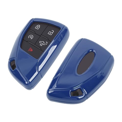 Jimen غطاء مفتاح جيمين لسيارة سيلفرادو، غلاف واقي لمفتاح السيارة يناسب شيفروليه سيلفرادو/ شيفي سوبربان/ شيفي تاهو 2020-2024 (أزرق) - Image 1