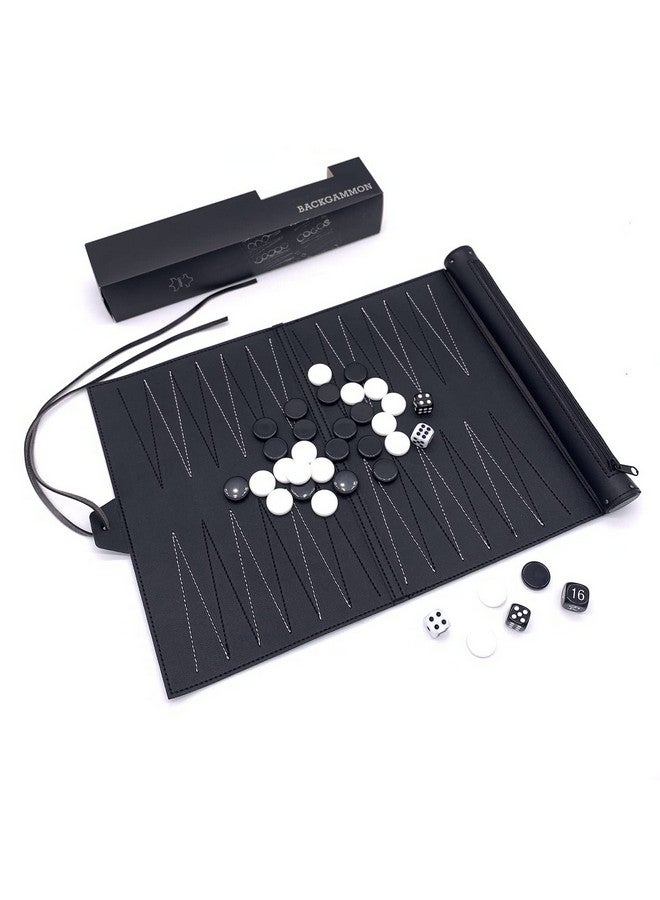 crayfomo Roll-Up Travel Backgammon Games, Foldable Board Games, PU Travel Game, Portable Lightweight Backgammon Game Set - Image 1