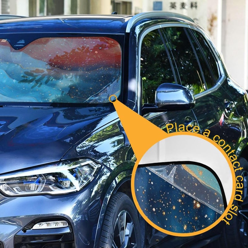 KLL Accordion Sun Shade for car, heatshield cubre sol para carro 53x23.5 Inch, Vibrant Peach Turquoise Red - Image 3