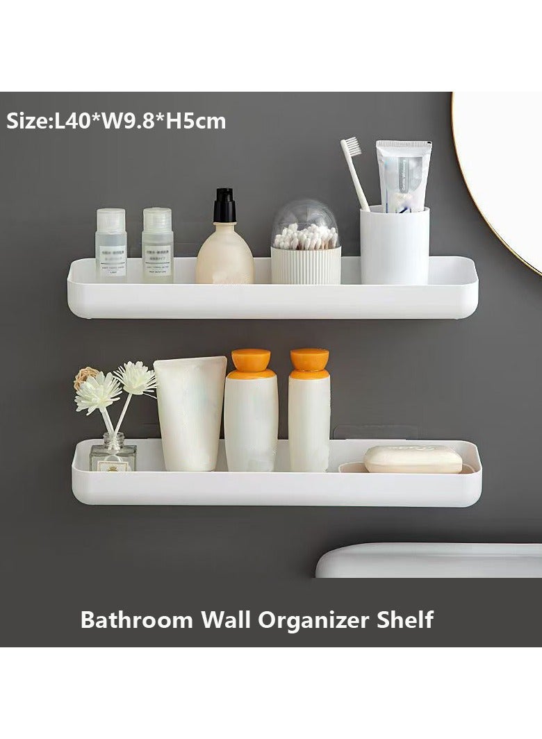 اليسا رف منظم جدار الحمام، رف تخزين مثبت على الحائط، منظم رف تخزين معلق من الفولاذ المقاوم للصدأ، بدون حفر لغرفة النوم، رف تخزين المطبخ، ديكور - 40 سم × 2 - Image 5