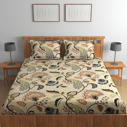 VOMZER Cotton Feel King Size Flat Bedsheet for Double Bed, 1 Cotton Feel Bed Sheet Double Bed (90 X 100 Inches) with 2 Pillow Cover - Image 5