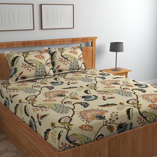 VOMZER Cotton Feel King Size Flat Bedsheet for Double Bed, 1 Cotton Feel Bed Sheet Double Bed (90 X 100 Inches) with 2 Pillow Cover - Image 2