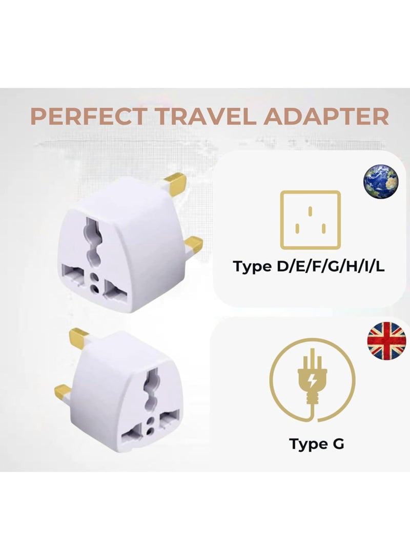 3 Pieces Universal Travel Adapter Plug | USA/Canada/EU/AU to UK UAE Dubai HK Converter | 3 Pin Travel Wall Plug, Type A/B/C/G Compatible, Compact Power Adapter for Travelling - Image 3