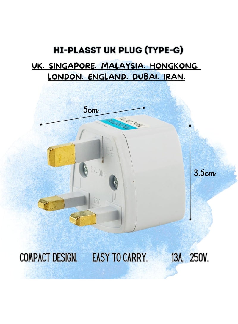 3 Pieces Universal Travel Adapter Plug | USA/Canada/EU/AU to UK UAE Dubai HK Converter | 3 Pin Travel Wall Plug, Type A/B/C/G Compatible, Compact Power Adapter for Travelling - Image 2
