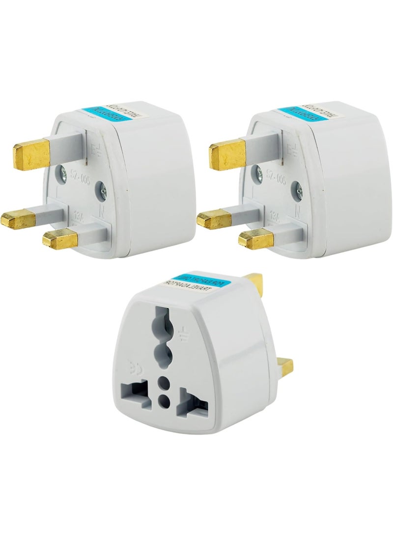 3 Pieces Universal Travel Adapter Plug | USA/Canada/EU/AU to UK UAE Dubai HK Converter | 3 Pin Travel Wall Plug, Type A/B/C/G Compatible, Compact Power Adapter for Travelling - Image 1