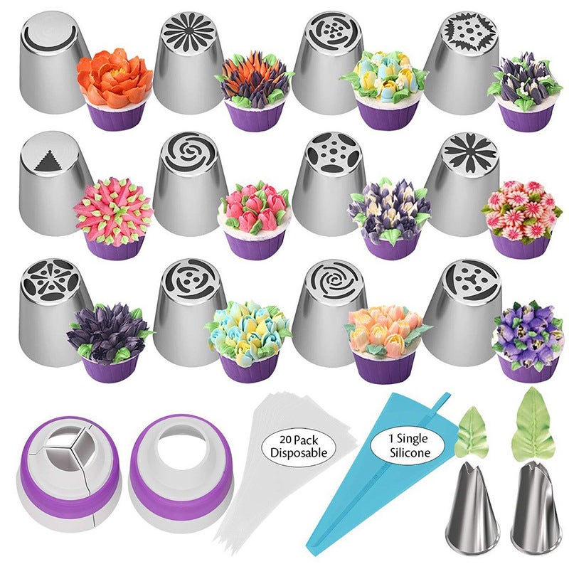 27-Piece Set Russian Decorating Nozzle Diy Baking Tool Set Stainless Steel Decorating Nozzle Set - Image 1