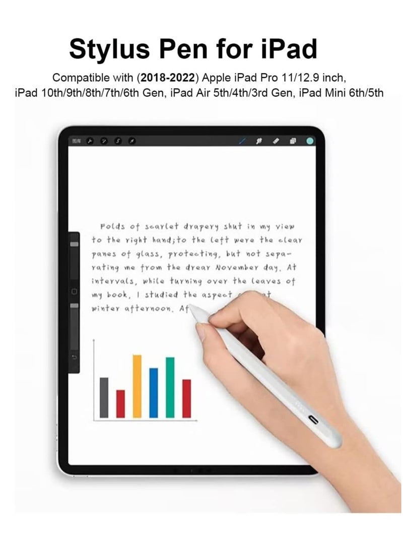 YZMA GLOBAL Smart Stylus Pen for iPad (2018–2025), Android & Windows Tablets – Palm Rejection, USB-C Charging, Tilt Sensitivity, Magnetic Attachment, High Precision Fine Tip  - Image 2