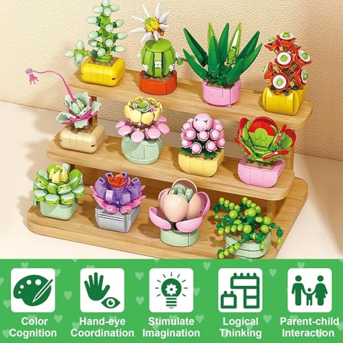 Asoulin 24PCS Flowers Succulents Building Blocks Easter Gifts for Kids Party Favors Goodie Bag Stuffers Classroom Prizes Prefilled Easter Basket Treasure Box Toy Birthday Return Gifts for Boys Girls Ages 6 - Image 5