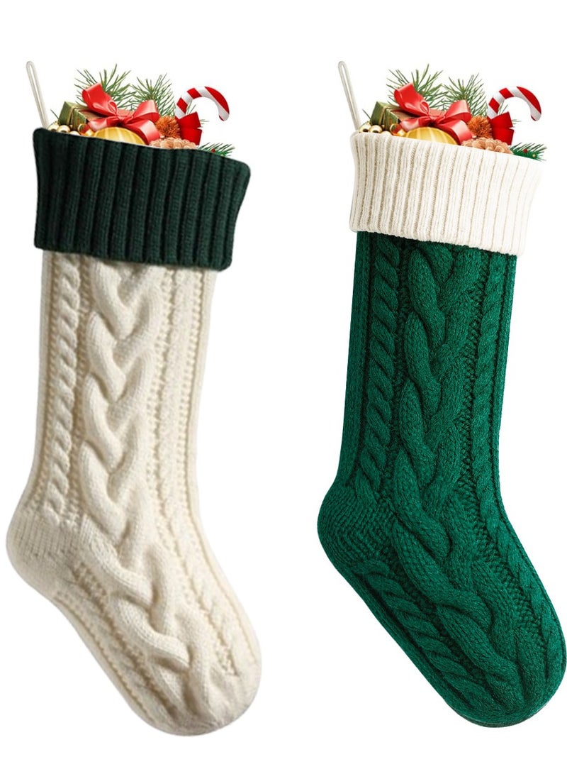 VUCATIN جوارب عيد الميلاد، جوارب عيد الميلاد المحبوكة (١٨ بوصة)، زينة عيد الميلاد العائلية، جوارب كبيرة رائعة كهدية للعائلة، تخزين الموقد، هدايا محبوكة للتخزين، ديكورات - Image 1