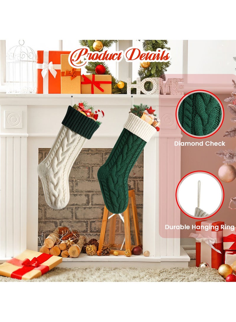 VUCATIN جوارب عيد الميلاد، جوارب عيد الميلاد المحبوكة (١٨ بوصة)، زينة عيد الميلاد العائلية، جوارب كبيرة رائعة كهدية للعائلة، تخزين الموقد، هدايا محبوكة للتخزين، ديكورات - Image 2