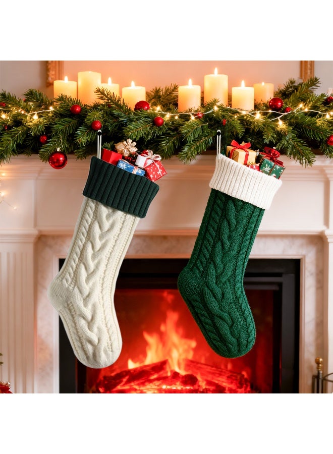 VUCATIN جوارب عيد الميلاد، جوارب عيد الميلاد المحبوكة (١٨ بوصة)، زينة عيد الميلاد العائلية، جوارب كبيرة رائعة كهدية للعائلة، تخزين الموقد، هدايا محبوكة للتخزين، ديكورات - Image 3