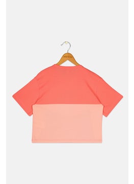 Adidas Kids Girl Sportswear Fit Short Sleeve Outdoor Top, Coral  - Image 2