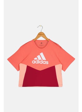 Adidas Kids Girl Sportswear Fit Short Sleeve Outdoor Top, Coral  - Image 1