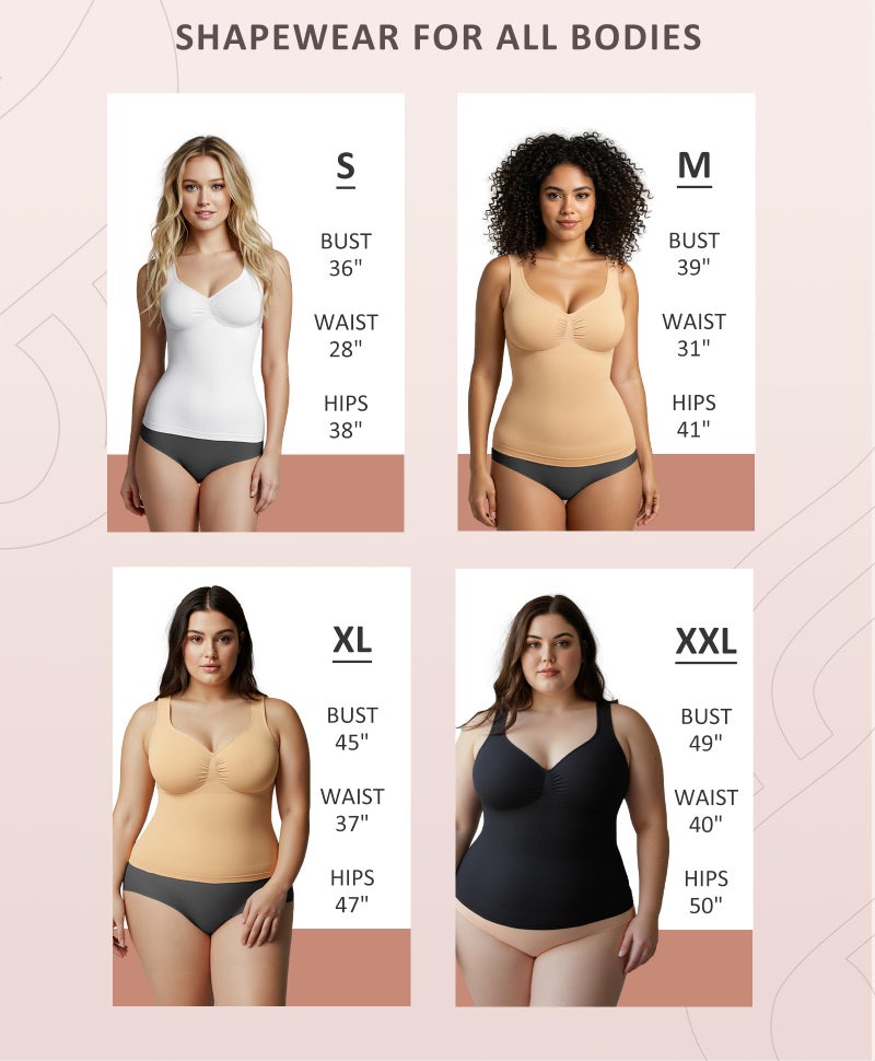 FeelinGirl Women Tank Tops Shapewear: Tummy Control Compression Tank V Neck Seamless Body Shaper Camisole Tops for Women Black XL - Image 5