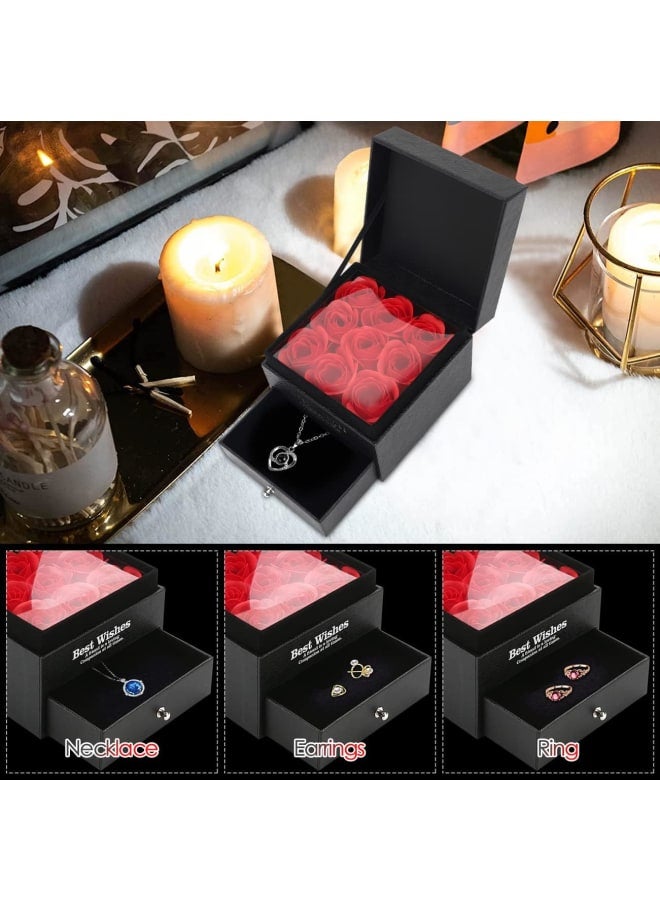 Yuragim Jewellery Gift Box, Gifts for Women, Eternal Rose Gift Box, Real Rose Infinity Rose Box, Mother's Day Gift for Mum, Girlfriend, Wife, for Wedding, Birthday, Anniversary - Image 3