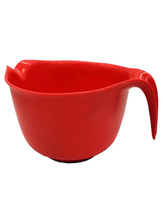 GLAD Mixing Bowl with Handle – 3 Quart | Heavy Duty Plastic with Pour Spout and Non-Slip Base | Dishwasher Safe Kitchen Supplies for Cooking and Baking, Red - Image 1