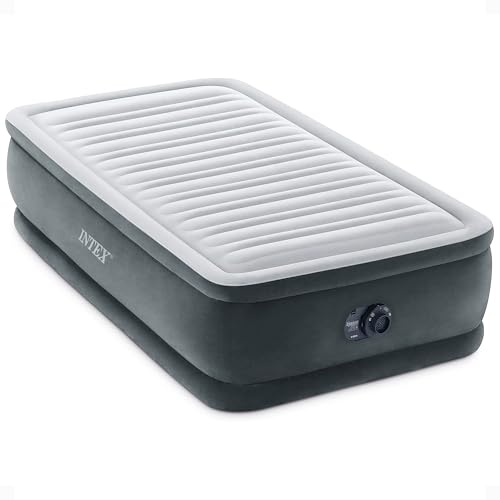 Intex Twin Size Air Mattress, 18in Height, Built-in Pump, Dura-Beam Deluxe Comfort-Plush - Portable Inflatable Blow-up Bed for Camping, Travel, Guests - Image 1