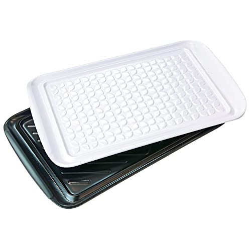 Tovolo Prep & Serve BBQ Trays Pack of 2 (Large - Black/White) - Serving Trays for Kitchen, Grill, Meal Prep, Smoker, Griddle, Barbeque, & More/BPA-Free & Dishwasher-Safe - Image 1