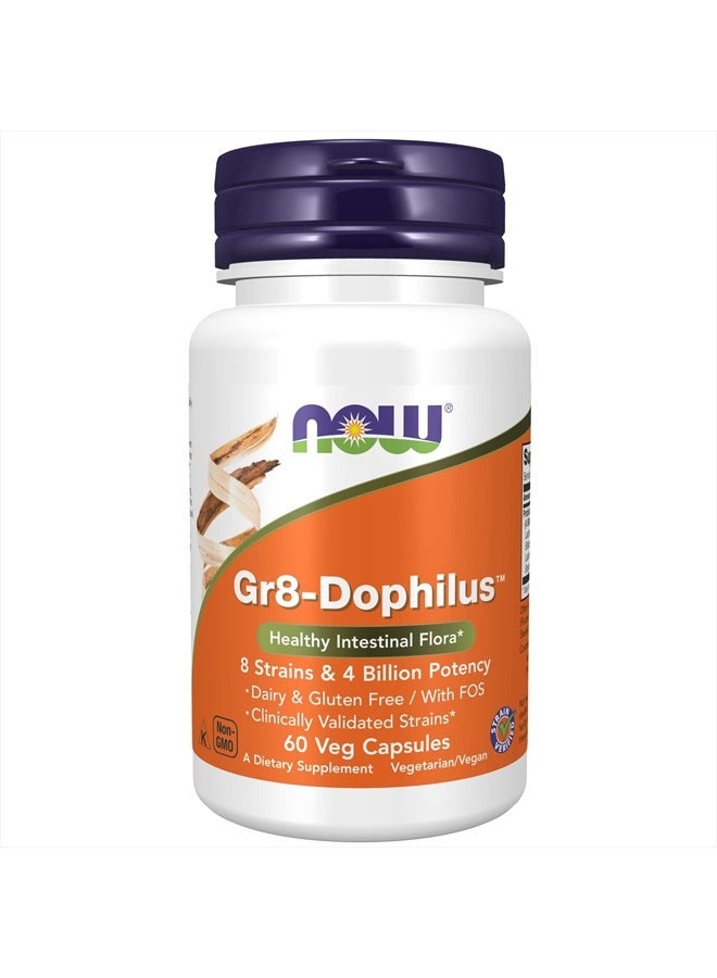 now Supplements, Gr8-Dophilus™with 8 Strains & 4 Billion Potency, Shelf Stable, 60 Veg Capsules - Image 1