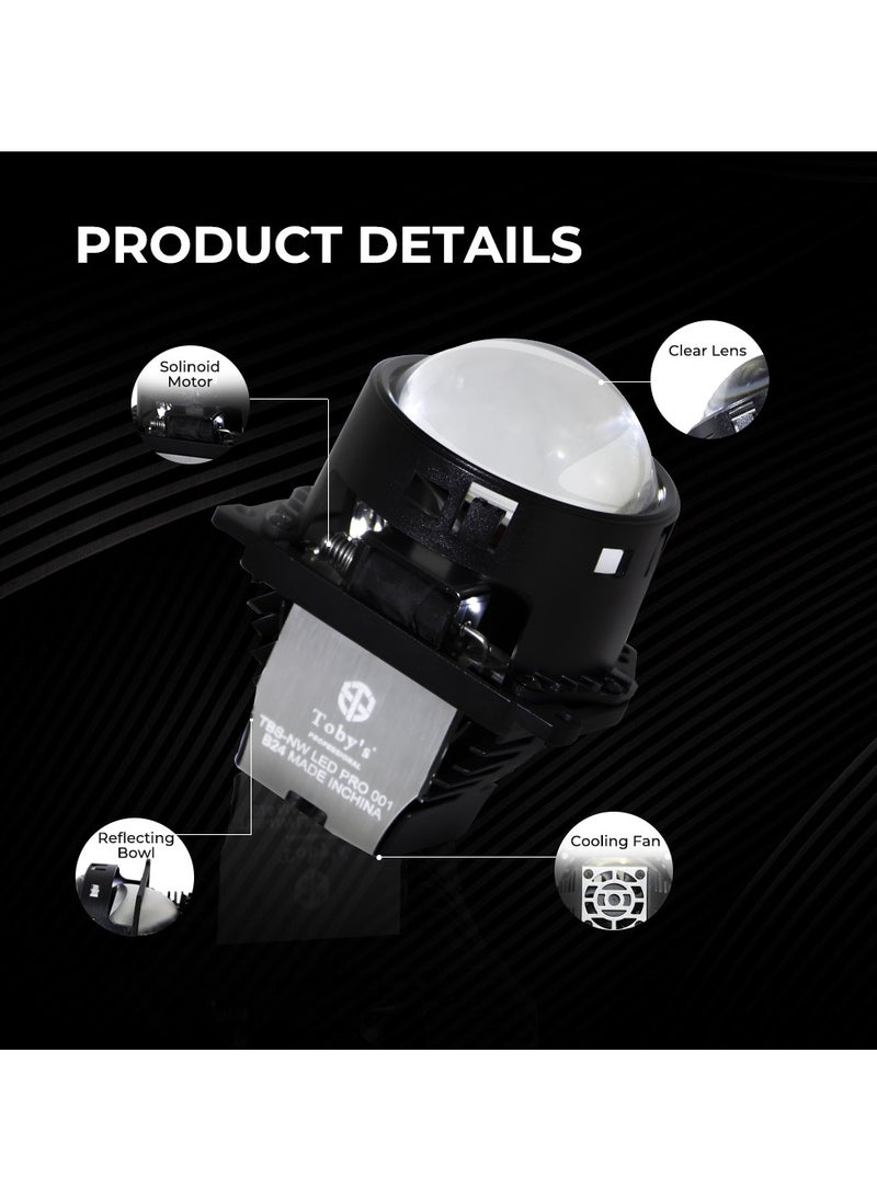 Toby's Toby's 50watts Led Lens Pro-001 3 Inch Bi LED Projector Lenses For Headlight  5500K Auto Lamp 50000LM Car Lights Retrofit Kits Hyperboloid Lens  - Image 2