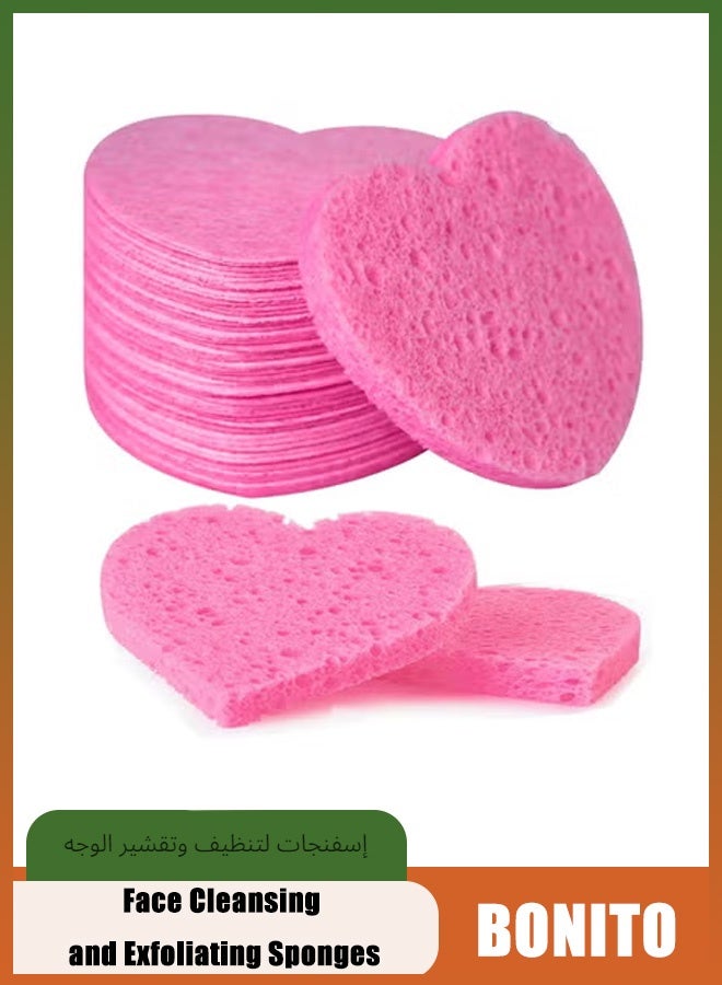 بونيتو إسفنج الوجه, إسفنجات تنظيف الوجه وتقشيره, إسفنج الوجه على شكل قلب, مزيل قناع مكياج قابل لإعادة الاستخدام, إسفنج تنظيف الوجه ضمادات - 20 قطعة - Image 1