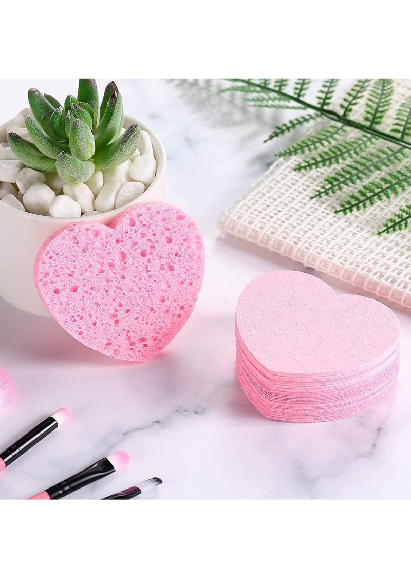 BONITO - Face Cleansing and Exfoliating Sponges, Heart Shape Facial Sponges, Reusable Makeup Mask Remover, Facial Cleansing Sponges Pads - 20 pcs - Image 1