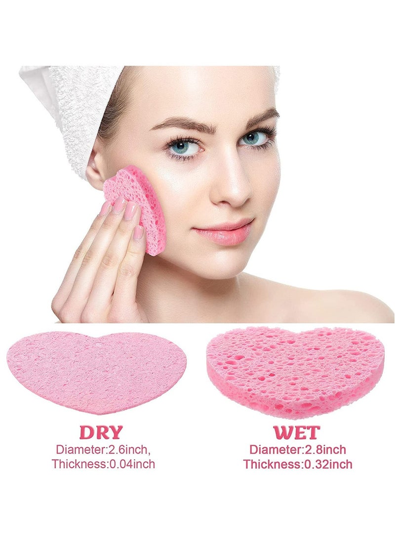BONITO - Face Cleansing and Exfoliating Sponges, Heart Shape Facial Sponges, Reusable Makeup Mask Remover, Facial Cleansing Sponges Pads - 20 pcs - Image 1