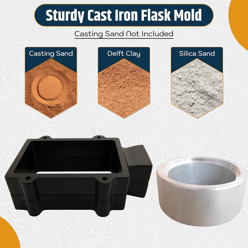 SONRET Cast Iron Flask Mold and Aluminum Ring Making Mold for Sand Casting, Jewelry Making (Casting Sand Not Included) - Image 3