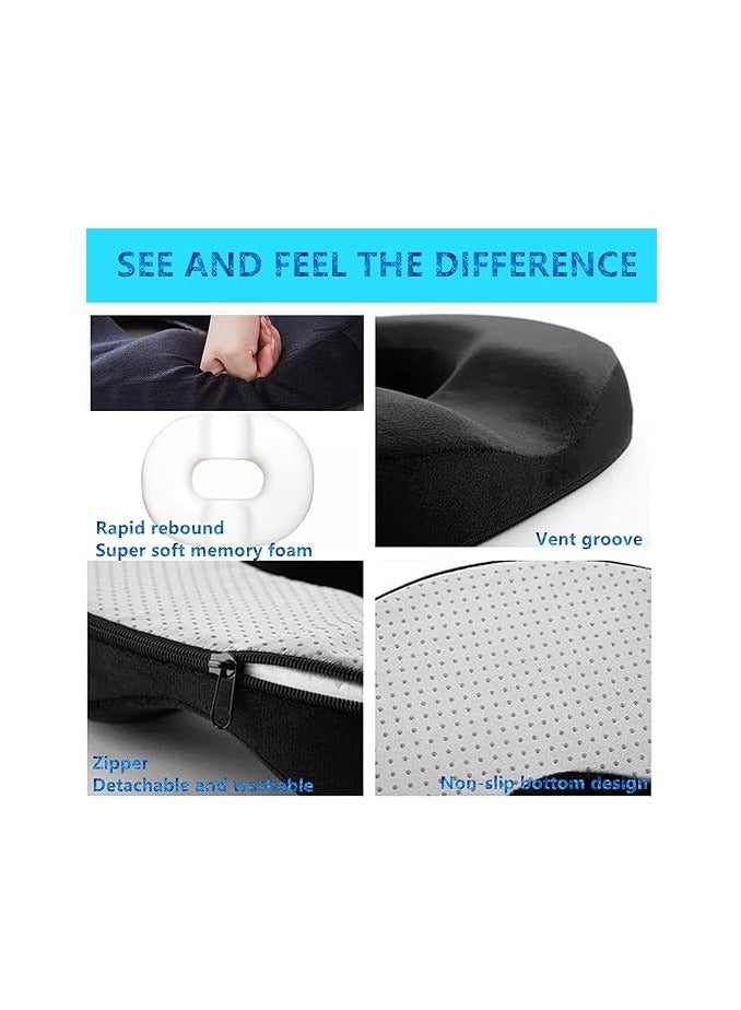 Beauenty Donut Pillow for Tailbone Pain, Memory Foam Pain Relief Donut Seat Cushion, Hemorrhoid Pillows for Sitting, Donut Cushion for Postpartum Pregnancy, Back, Coccyx, Sciatica Support Pad, Black - Image 5