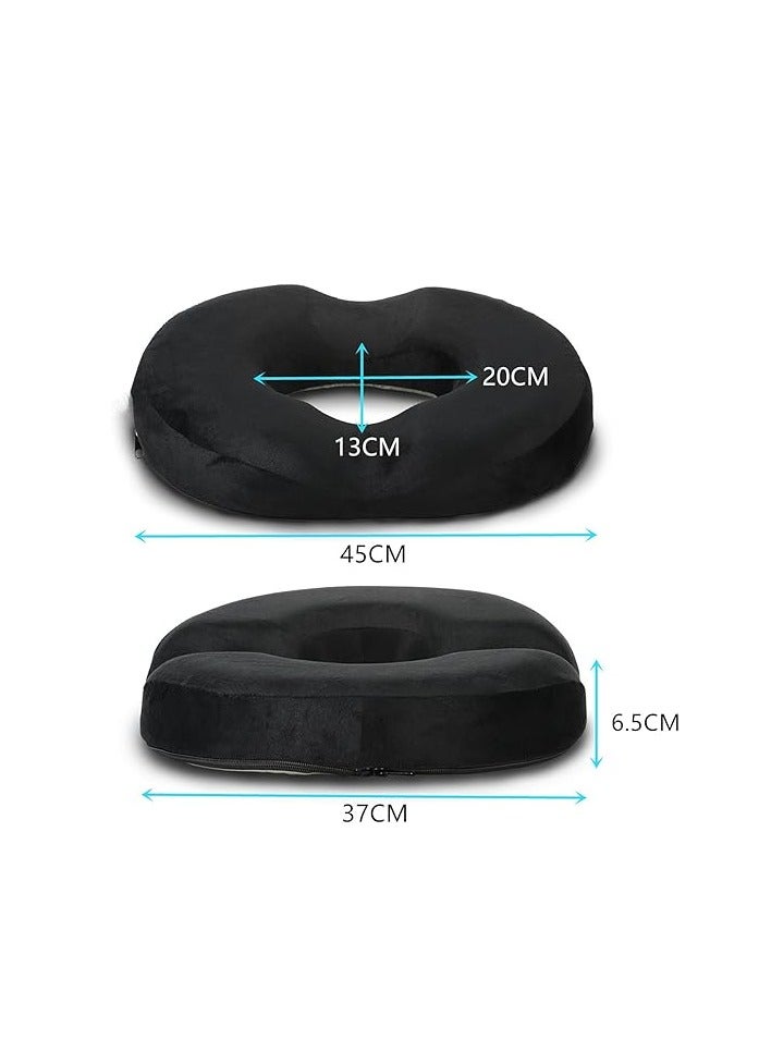 Beauenty Donut Pillow for Tailbone Pain, Memory Foam Pain Relief Donut Seat Cushion, Hemorrhoid Pillows for Sitting, Donut Cushion for Postpartum Pregnancy, Back, Coccyx, Sciatica Support Pad, Black - Image 2