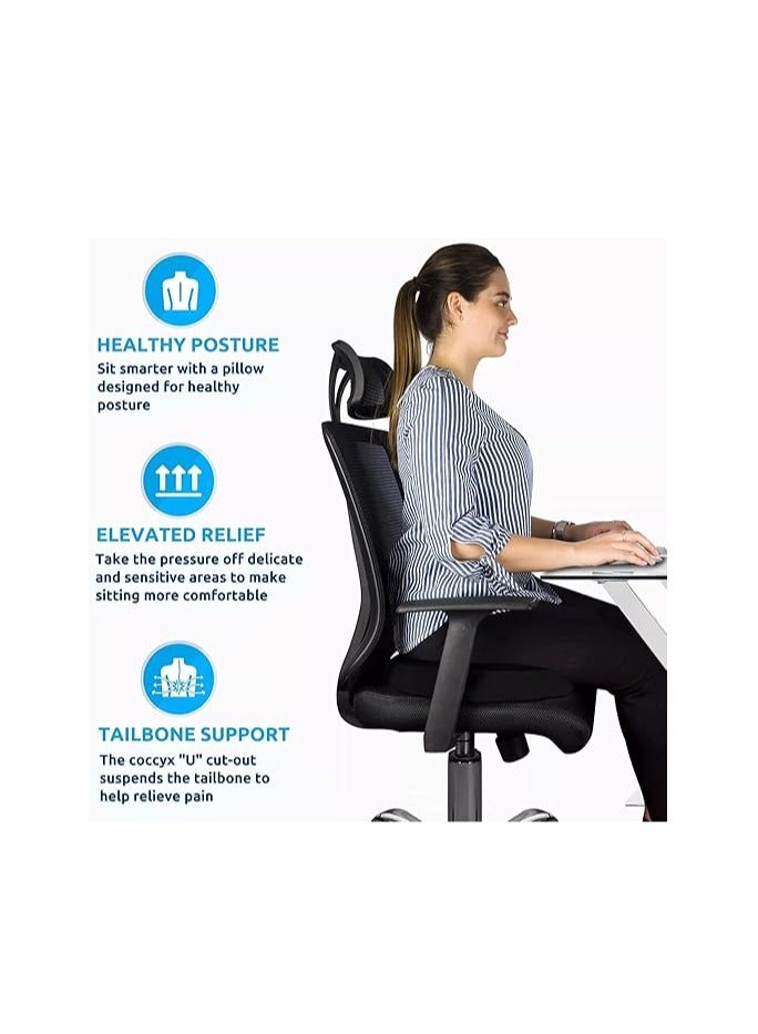 Beauenty Donut Pillow for Tailbone Pain, Memory Foam Pain Relief Donut Seat Cushion, Hemorrhoid Pillows for Sitting, Donut Cushion for Postpartum Pregnancy, Back, Coccyx, Sciatica Support Pad, Black - Image 4