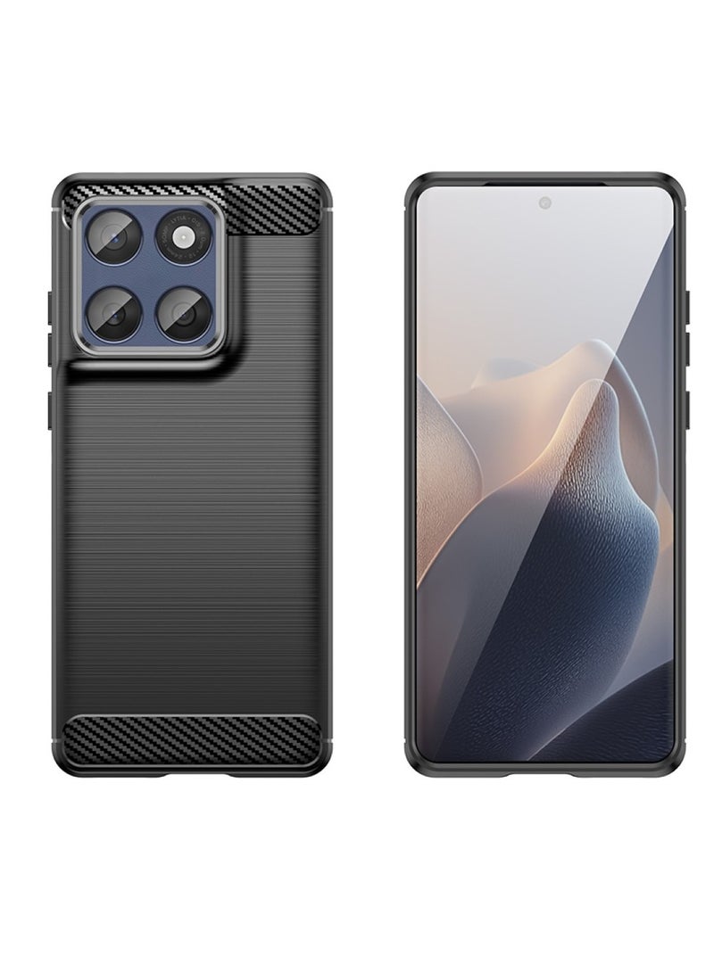 Motorola Edge 60   Case Cover – Rugged Shield Design, Brushed Carbon Fiber Texture, Shockproof TPU, Anti-Slip, Slim and Lightweight Protection in Black  - Image 1