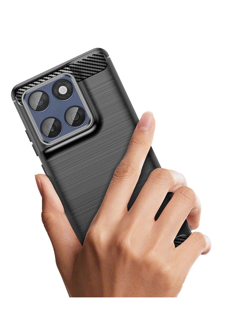 Motorola Edge 60   Case Cover – Rugged Shield Design, Brushed Carbon Fiber Texture, Shockproof TPU, Anti-Slip, Slim and Lightweight Protection in Black  - Image 2